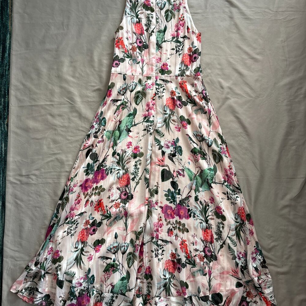 Banana Republic Botanical Fit Flare Midi Dress Sz 6 Pockets - Picture 5 of 6